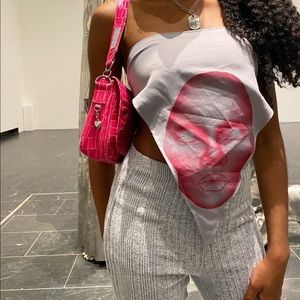 Anika Leila Handmade Grey Scarf Triangle Top with tie back